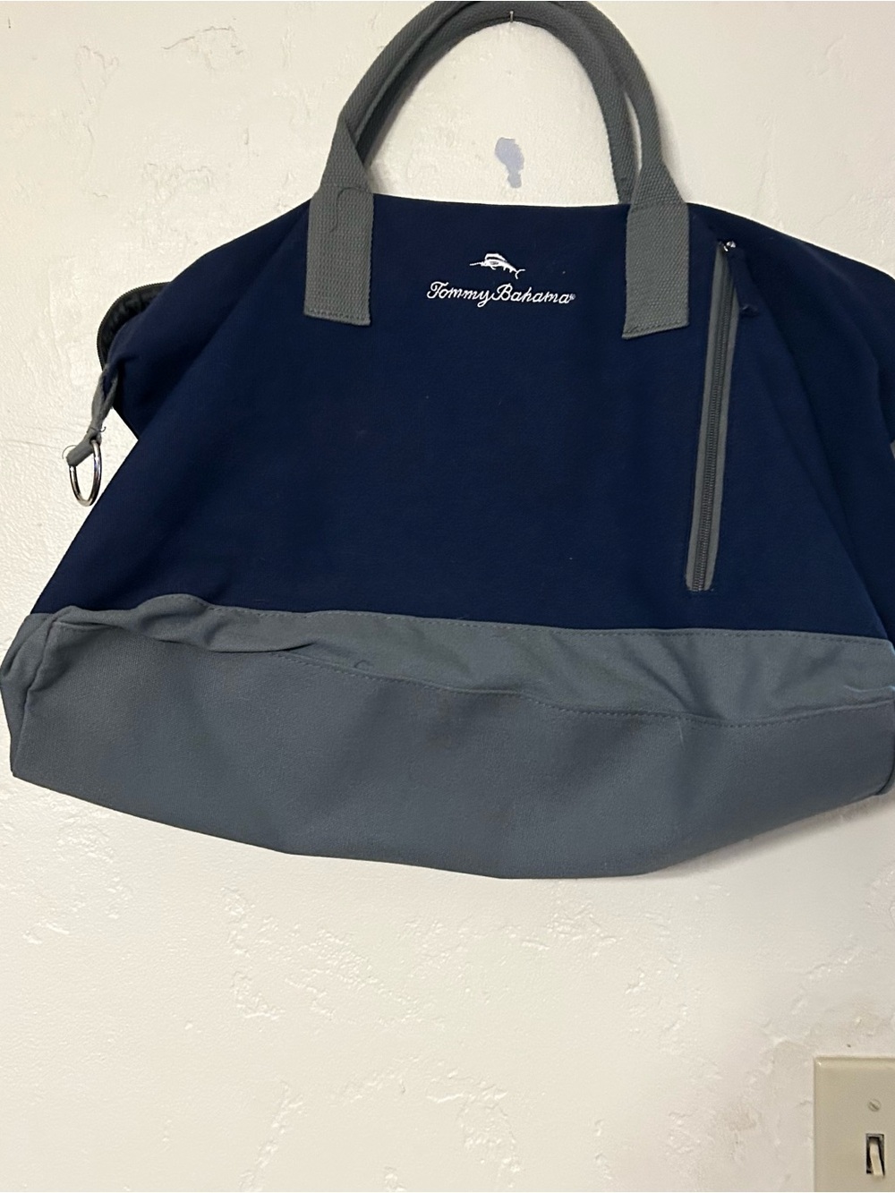Tommy Bahama Navy and Gray Duffel Weekender Bag
